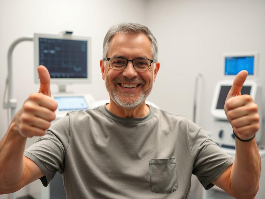 Zadowolony pacjent po terapii zaburzeń erekcji falą uderzeniową Zadowolony pacjent po terapii zaburzeń erekcji falą uderzeniową