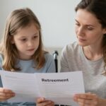 Matka opiekująca się dzieckiem z niepełnosprawnością, sprawdzająca dokumenty emerytalne