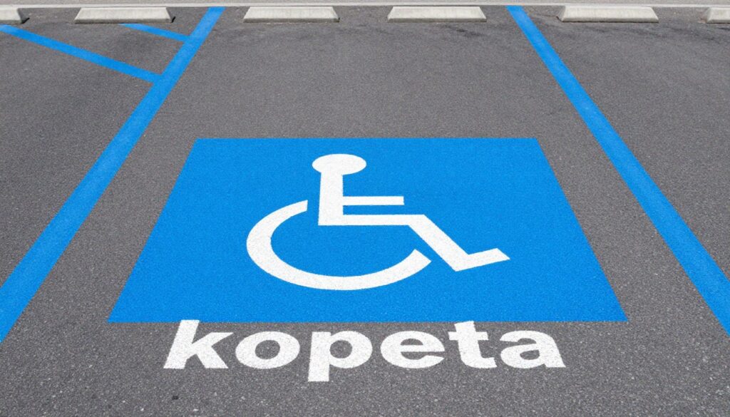 Miejsce parkingowe oznaczone kopertą dla osób niepełnosprawnych Miejsce parkingowe oznaczone kopertą dla osób niepełnosprawnych