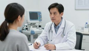 Lekarz neurolog badający pacjenta z padaczką a niepełnosprawność