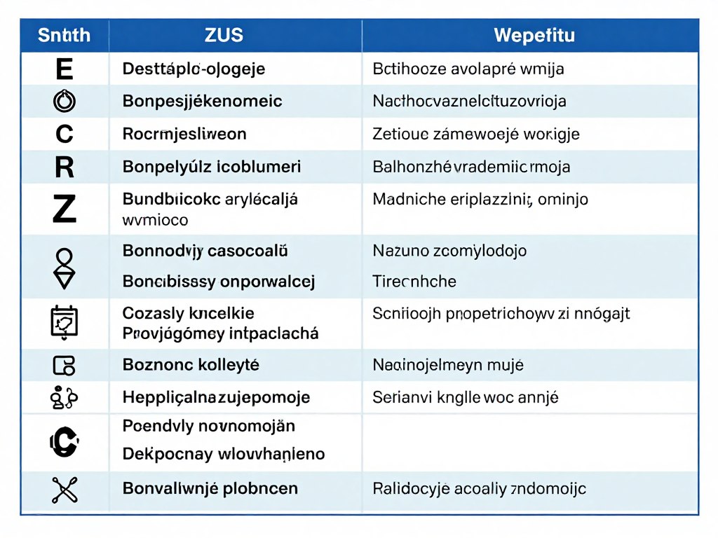 Tabela z symbolami różnych świadczeń ZUS i ich znaczeniem