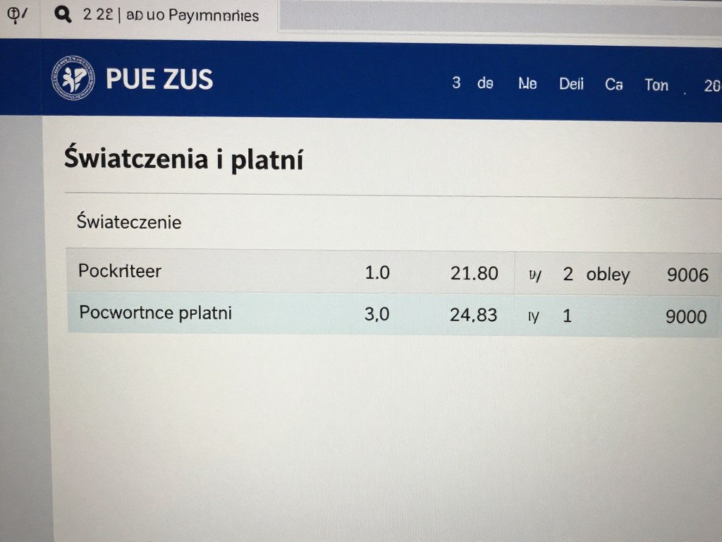 Zrzut ekranu z zakładki Świadczenia i płatności w PUE ZUS gdzie znaleźć numer emerytury