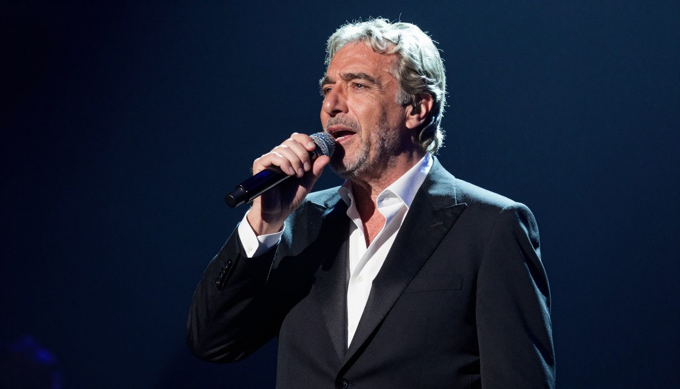 Andrea Bocelli, sławny niewidomy tenor włoski, podczas występu na scenie