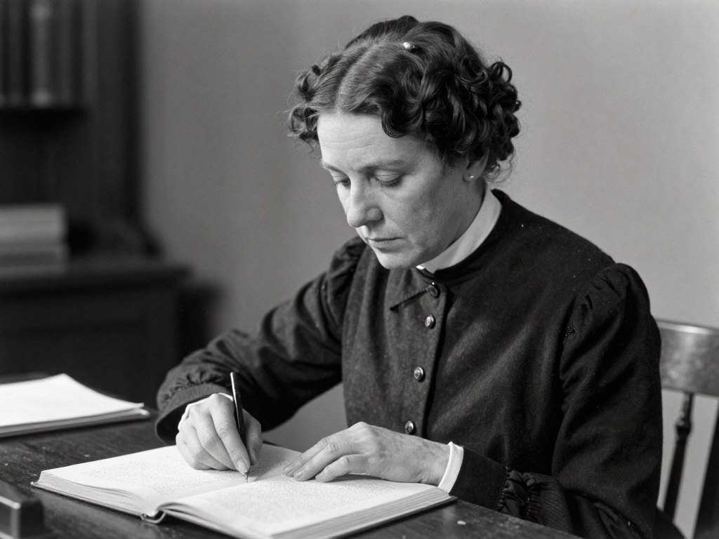 Helen Keller, sławna niewidoma i głuchoniema aktywistka, czytająca książkę w alfabecie Braille'a