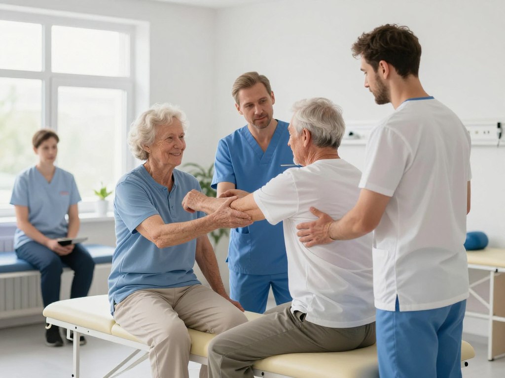 Kuracjusze podczas zabiegów rehabilitacyjnych w sanatorium Połczyn Zdrój Kuracjusze podczas zabiegów rehabilitacyjnych w sanatorium Połczyn Zdrój