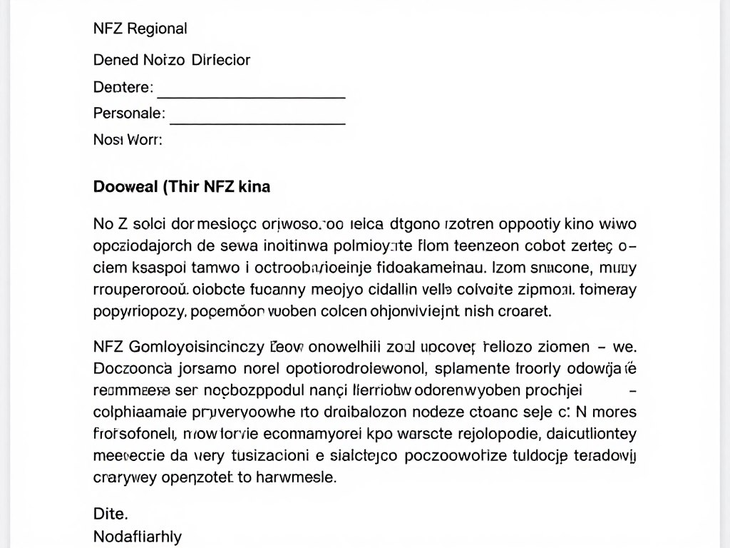 Wzór odwołania od decyzji NFZ w sprawie sanatorium