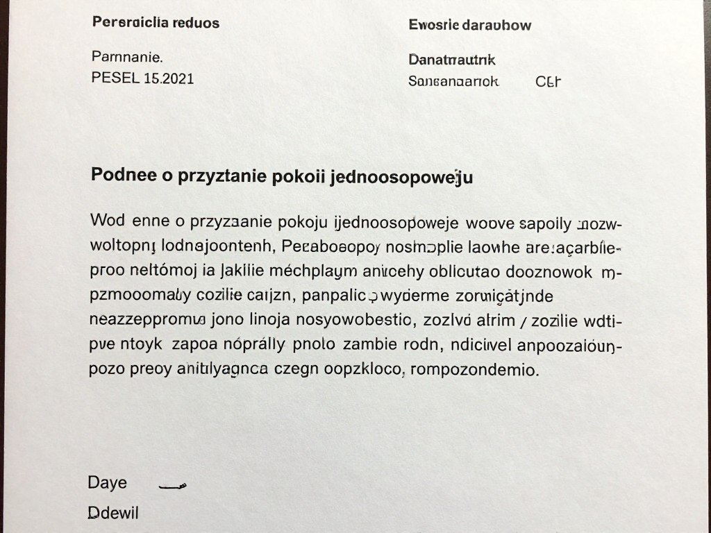 Wzór podania o przyznanie pokoju jednoosobowego w sanatorium