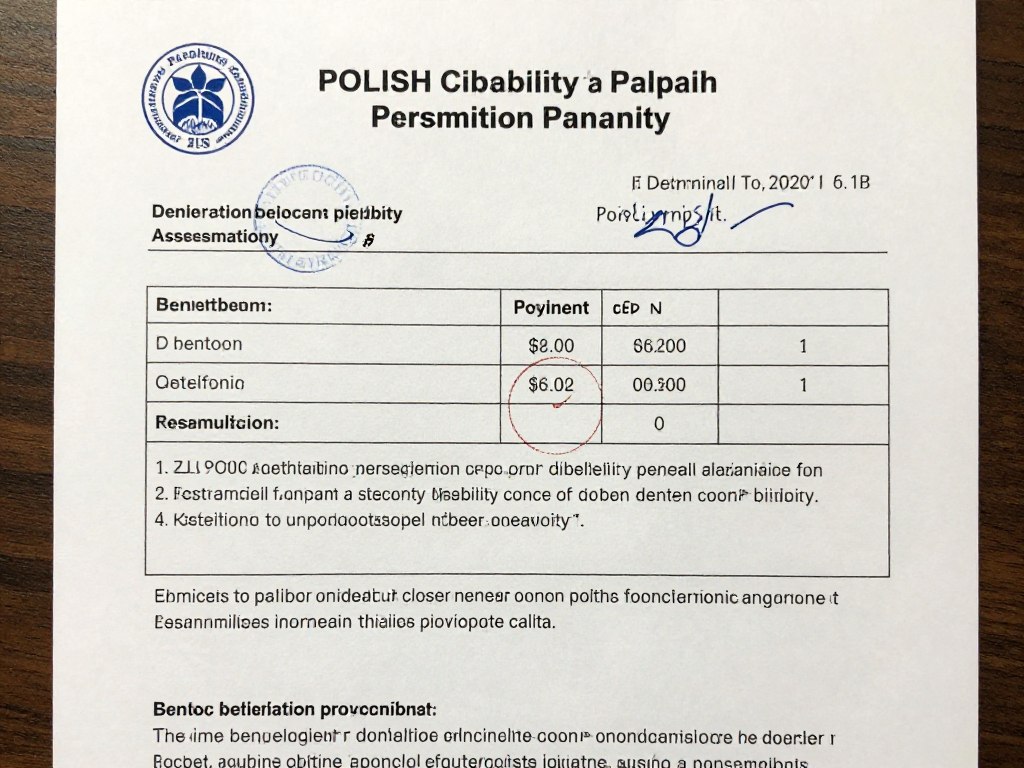 Dokument przyznający rentę z tytułu 1 grupy inwalidzkiej
