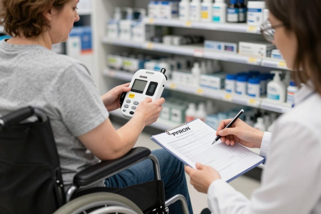 Osoba niepełnosprawna korzystająca z dofinansowania PFRON na zakup sprzętu rehabilitacyjnego Osoba niepełnosprawna korzystająca z dofinansowania PFRON na zakup sprzętu rehabilitacyjnego
