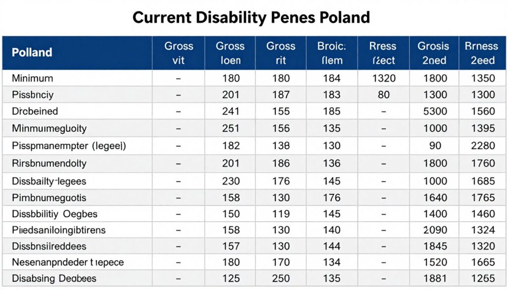 Tabela z aktualnymi stawkami najniższej renty inwalidzkiej